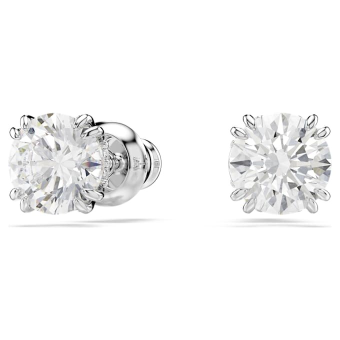 Boucles d’oreilles Stilla à tige, taille ronde, blanches, plaquées rhodium Boucles d’oreilles Stilla à tige, taille ronde, blanches, plaquées rhodium