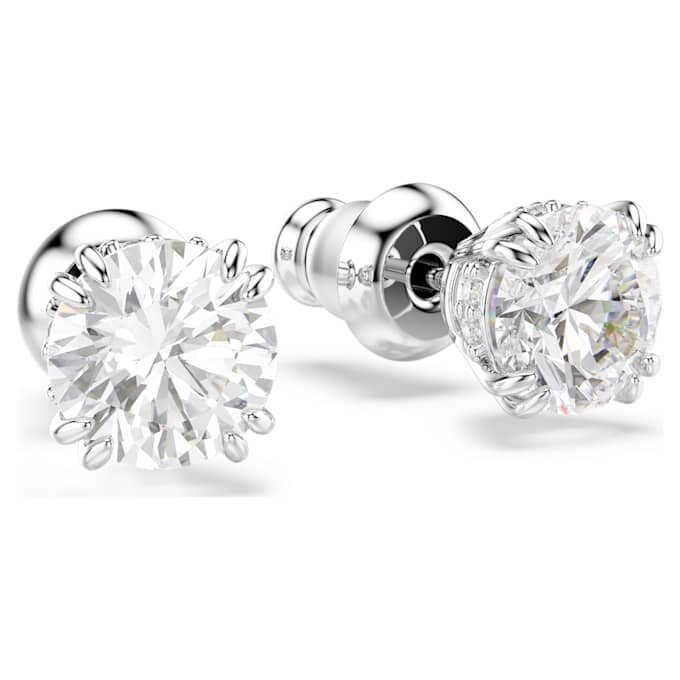 Boucles d’oreilles Stilla à tige, taille ronde, blanches, plaquées rhodium Boucles d’oreilles Stilla à tige, taille ronde, blanches, plaquées rhodium