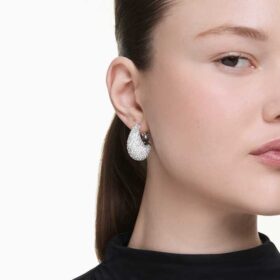 Boucles d’oreilles Sublima, grandes, blanches, plaquées rhodium