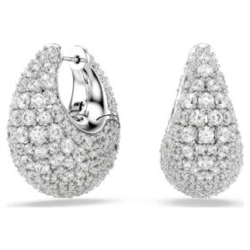 Boucles d’oreilles Sublima, grandes, blanches, plaquées rhodium