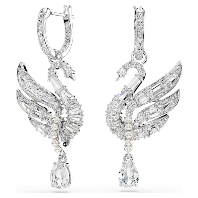 Boucles d’oreilles « Swan » : cygne, blanc, plaqué rhodium Boucles d’oreilles « Swan » : cygne, blanc, plaqué rhodium