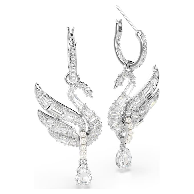 Boucles d’oreilles « Swan » : cygne, blanc, plaqué rhodium Boucles d’oreilles « Swan » : cygne, blanc, plaqué rhodium