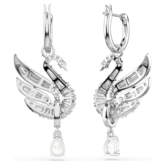 Boucles d’oreilles « Swan » : cygne, blanc, plaqué rhodium Boucles d’oreilles « Swan » : cygne, blanc, plaqué rhodium