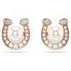 Boucles d’oreilles Symbolica : perle en cristal, pavé, fer à cheval, blanc, plaqué or rose Boucles d’oreilles Symbolica : perle en cristal, pavé, fer à cheval, blanc, plaqué or rose