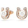 Boucles d’oreilles Symbolica : perle en cristal, pavé, fer à cheval, blanc, plaqué or rose Boucles d’oreilles Symbolica : perle en cristal, pavé, fer à cheval, blanc, plaqué or rose