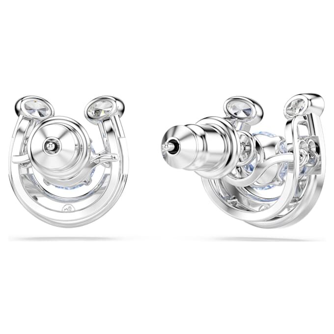Boucles d’oreilles Symbolica, taille ronde, pavé, fer à cheval, bleu, plaqué rhodium Boucles d’oreilles Symbolica, taille ronde, pavé, fer à cheval, bleu, plaqué rhodium