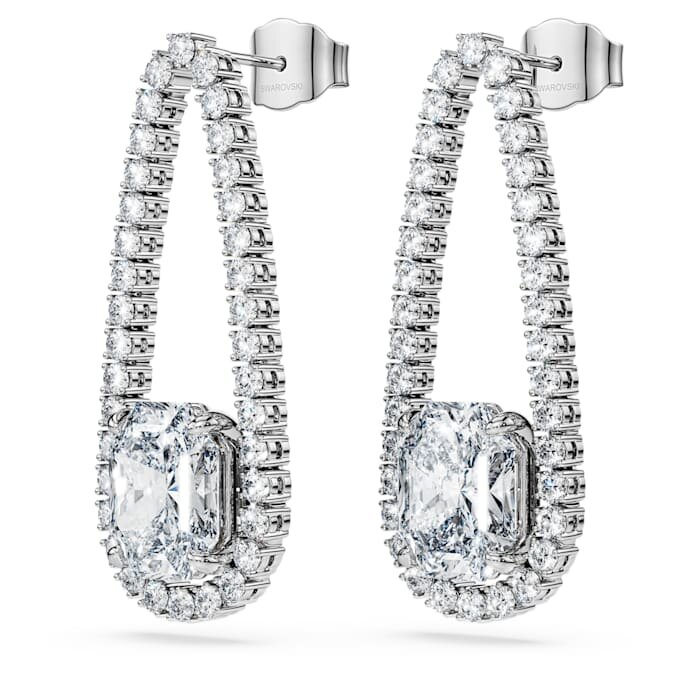 Boucles d’oreilles « tennis » octogonales, diamants synthétiques 7,95 ct au total, formes variées, or blanc 18 carats Boucles d’oreilles « tennis » octogonales, diamants synthétiques 7,95 ct au total, formes variées, or blanc 18 carats