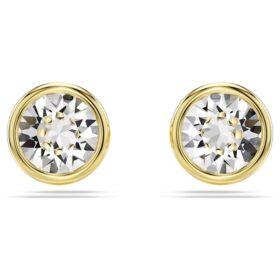 Boucles d&rsquo;oreilles à tige Imber, taille ronde, blanches, plaquées or