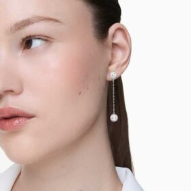 Boucles d’oreilles Una Angelic Drop, taille ronde, blanches, plaquées rhodium
