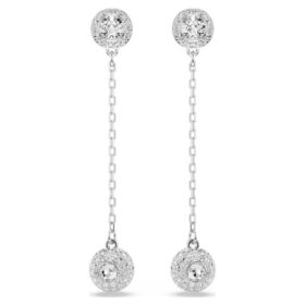 Boucles d’oreilles Una Angelic Drop, taille ronde, blanches, plaquées rhodium