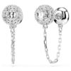 Boucles d’oreilles Una Angelic Drop, taille ronde, blanches, plaquées rhodium