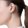 Boucles d’oreilles Una Angelic Drop, taille ronde, blanches, plaquées rhodium