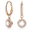 Boucles d’oreilles Una Angelic Drop, taille ronde, pavé, blanches, plaquées or rose
