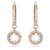 Boucles d’oreilles Una Angelic Drop, taille ronde, pavé, blanches, plaquées or rose