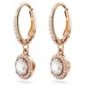 Boucles d’oreilles Una Angelic Drop, taille ronde, pavé, blanches, plaquées or rose
