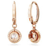 Boucles d’oreilles Una Angelic Drop, taille ronde, pavé, blanches, plaquées or rose