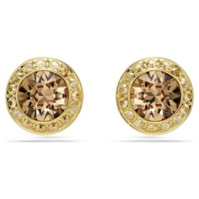 Boucles d’oreilles Una Angelic, taille ronde, caramel, plaqué or