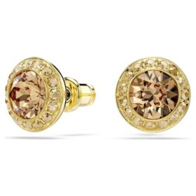 Boucles d’oreilles Una Angelic, taille ronde, caramel, plaqué or