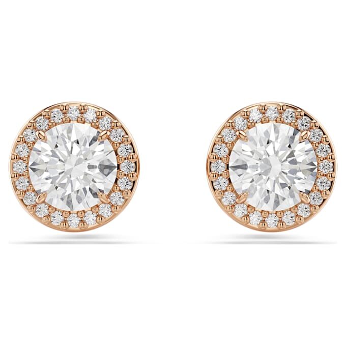 Boucles d’oreilles Una Angelic, taille ronde, pavé, blancs, plaqués or rose Boucles d’oreilles Una Angelic, taille ronde, pavé, blancs, plaqués or rose