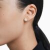 Boucles d’oreilles Una Angelic, taille ronde, teinte dorée, plaquées or