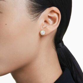 Boucles d’oreilles Una Angelic, taille ronde, teinte dorée, plaquées or