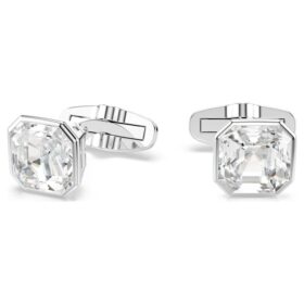 Boutons de manchette Millenia, taille octogonale, blancs, plaqués rhodium Boutons de manchette Millenia, taille octogonale, blancs, plaqués rhodium