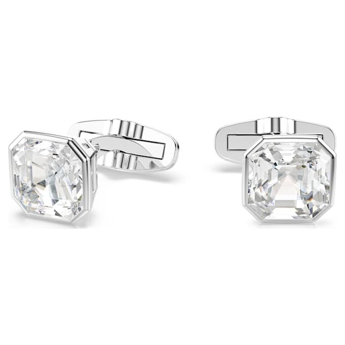 Boutons de manchette Millenia, taille octogonale, blancs, plaqués rhodium Boutons de manchette Millenia, taille octogonale, blancs, plaqués rhodium