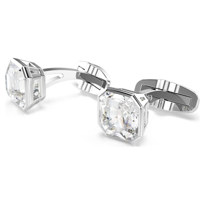 Boutons de manchette Millenia, taille octogonale, blancs, plaqués rhodium Boutons de manchette Millenia, taille octogonale, blancs, plaqués rhodium