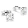 Boutons de manchette Millenia, taille octogonale, blancs, plaqués rhodium Boutons de manchette Millenia, taille octogonale, blancs, plaqués rhodium