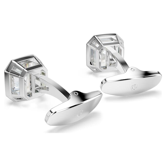 Boutons de manchette Millenia, taille octogonale, blancs, plaqués rhodium Boutons de manchette Millenia, taille octogonale, blancs, plaqués rhodium
