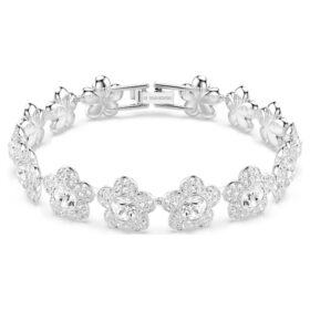 Bracelet Ariana Grande X Swarovski, taille ronde, fleurs, blanc, plaqué rhodium Bracelet Ariana Grande X Swarovski, taille ronde, fleurs, blanc, plaqué rhodium