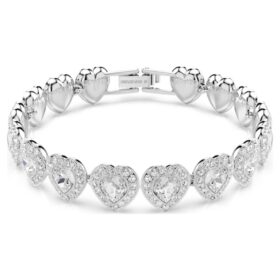 Bracelet Ariana Grande x Swarovski, tailles variées, cœurs, blanc, plaqué rhodium Bracelet Ariana Grande x Swarovski, tailles variées, cœurs, blanc, plaqué rhodium