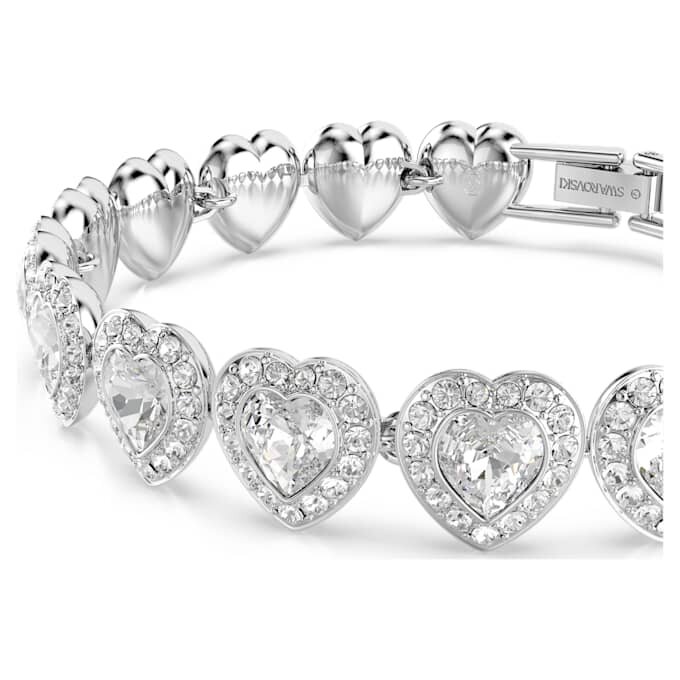 Bracelet Ariana Grande x Swarovski, tailles variées, cœurs, blanc, plaqué rhodium Bracelet Ariana Grande x Swarovski, tailles variées, cœurs, blanc, plaqué rhodium
