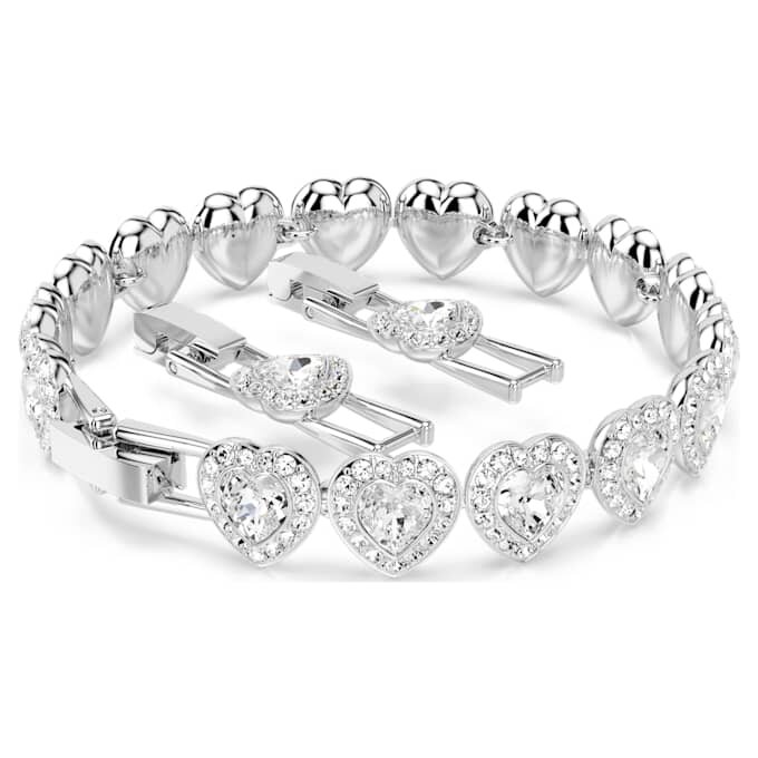 Bracelet Ariana Grande x Swarovski, tailles variées, cœurs, blanc, plaqué rhodium Bracelet Ariana Grande x Swarovski, tailles variées, cœurs, blanc, plaqué rhodium