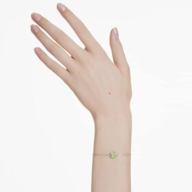 Bracelet avec pierre de naissance, taille carrée, août, vert, plaqué rhodium Bracelet avec pierre de naissance, taille carrée, août, vert, plaqué rhodium