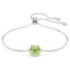 Bracelet avec pierre de naissance, taille carrée, août, vert, plaqué rhodium Bracelet avec pierre de naissance, taille carrée, août, vert, plaqué rhodium