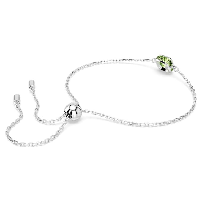 Bracelet avec pierre de naissance, taille carrée, août, vert, plaqué rhodium Bracelet avec pierre de naissance, taille carrée, août, vert, plaqué rhodium