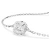 Bracelet avec pierre de naissance, taille carrée, avril, blanc, plaqué rhodium Bracelet avec pierre de naissance, taille carrée, avril, blanc, plaqué rhodium