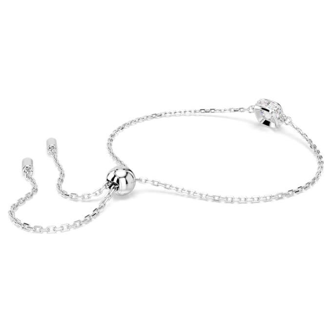 Bracelet avec pierre de naissance, taille carrée, avril, blanc, plaqué rhodium Bracelet avec pierre de naissance, taille carrée, avril, blanc, plaqué rhodium