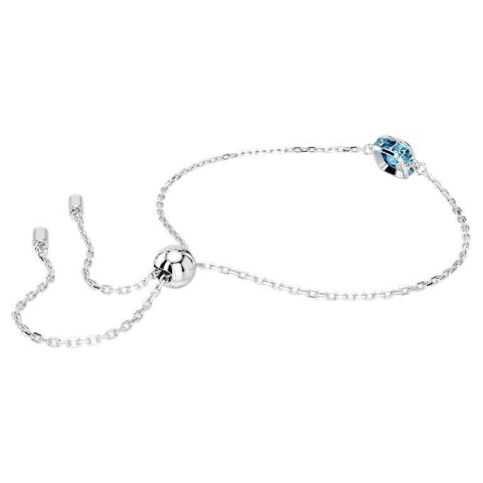 Bracelet avec pierre de naissance, taille carrée, décembre, bleu, plaqué rhodium Bracelet avec pierre de naissance, taille carrée, décembre, bleu, plaqué rhodium