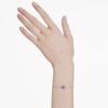 Bracelet avec pierre de naissance, taille carrée, février, violet, plaqué rhodium