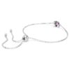 Bracelet avec pierre de naissance, taille carrée, février, violet, plaqué rhodium