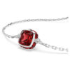 Bracelet avec pierre de naissance, taille carrée, janvier, rouge, plaqué rhodium Bracelet avec pierre de naissance, taille carrée, janvier, rouge, plaqué rhodium