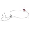 Bracelet avec pierre de naissance, taille carrée, janvier, rouge, plaqué rhodium Bracelet avec pierre de naissance, taille carrée, janvier, rouge, plaqué rhodium