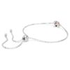 Bracelet avec pierre de naissance, taille carrée, juin, rose, plaqué rhodium Bracelet avec pierre de naissance, taille carrée, juin, rose, plaqué rhodium