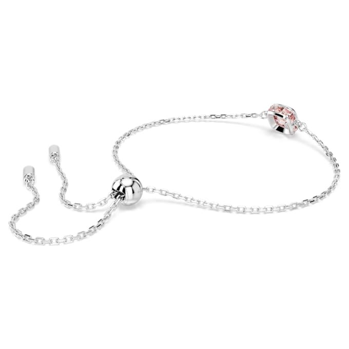 Bracelet avec pierre de naissance, taille carrée, juin, rose, plaqué rhodium Bracelet avec pierre de naissance, taille carrée, juin, rose, plaqué rhodium