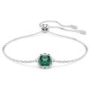 Bracelet avec pierre de naissance, taille carrée, mai, vert, plaqué rhodium Bracelet avec pierre de naissance, taille carrée, mai, vert, plaqué rhodium