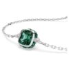 Bracelet avec pierre de naissance, taille carrée, mai, vert, plaqué rhodium Bracelet avec pierre de naissance, taille carrée, mai, vert, plaqué rhodium