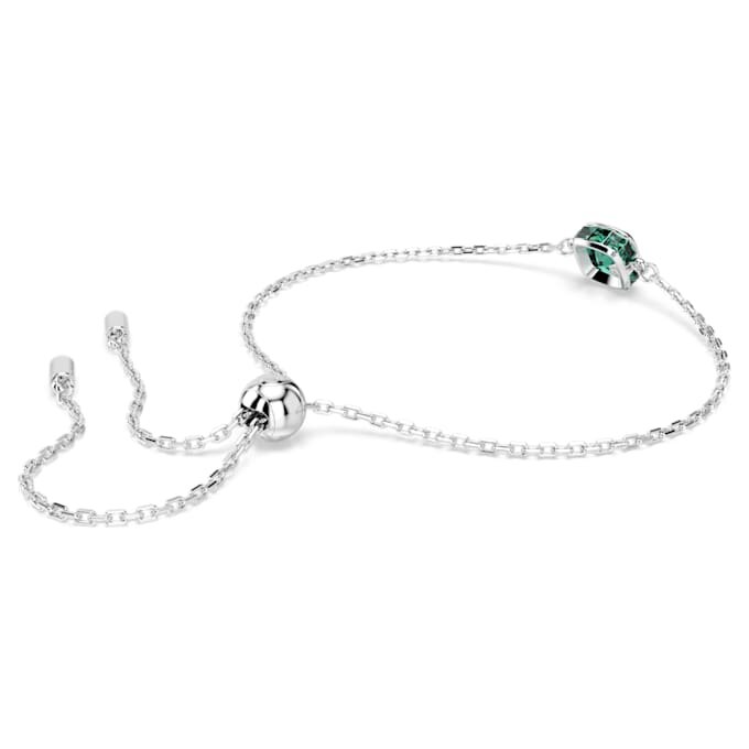 Bracelet avec pierre de naissance, taille carrée, mai, vert, plaqué rhodium Bracelet avec pierre de naissance, taille carrée, mai, vert, plaqué rhodium
