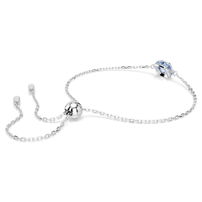 Bracelet avec pierre de naissance, taille carrée, mars, bleu, plaqué rhodium Bracelet avec pierre de naissance, taille carrée, mars, bleu, plaqué rhodium